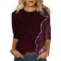 Tops for Women, Clearance Ženska Moda štampana labava majica srednje dužine rukavi bluza okrugli vrat Casual Tops Shirt