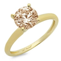2.0 CT okrugli rez šampanjac simulirani dijamant 14k žuto zlato godišnjica zaručnički prsten veličine 10