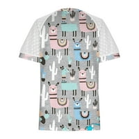 Sksloeg majice za žene trendy Dressy Casual Tops Mesh Animal Cartoon Print Tops Puff kratke rukave bluze