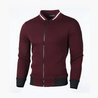 Muškarci Grid up Jumper Cardigan Coat zimski Casual Bomber Jacket Fit Top Outwear vino crveno XL