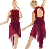 inhzoy ženske sjajne šljokice sa Halter izrezom baletna plesna haljina Wine_Red X-Large