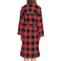 odjeća za spavanje za žene ženski ogrtač s kapuljačom lagani topli dugi Flanelski odjeća za spavanje s kapuljačom dugi ogrtač Crveni + s