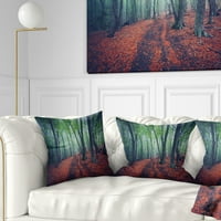 Designart prekrasna zelena jesenska šuma - jastuk za bacanje pejzažne fotografije-16x16