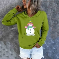 Ženske modne dukserice ženske pulover dukserice Casual Dugi rukav Duks Božić snjegović štampani gornji Duks Božićni kostimi za žene poliester zeleni M