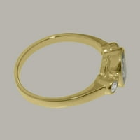 Britanska proizvodnja 9k žutog zlata prirodni akvamarin i kubni cirkonij ženski prsten za godišnjicu-Opcije veličine-veličina 8.75
