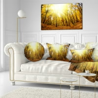 Designart žuta jesenja šuma na suncu - jastuk za bacanje šuma-12x20