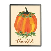 Stupell Industries zahvalan narandžasti list bundeve Botanicals jesen biljke grafička Umjetnost Crna uokvirena