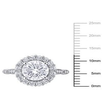3-Carat T. G. W. stvorio bijeli safir i dijamant-Accent 10kt bijeli Zlatni oreol prsten