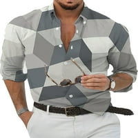 Groanlook Men Casual Geometric Print bluzovi gumbe isključuju majicu s dugim rukavima na dugih rukava