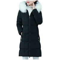 Paketable puffer jakna Ženska zimska kapuljača s kapuljačom s dugim rukavima, kaput s kaputama Crna L