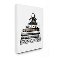 Stupell Industries modni dizajner torbica za knjige crno-bijeli Akvarelni platneni zid Art Amande Greenwood