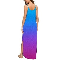Zunfeo ženske ljetne haljine-Flash Pick Maxi haljina V izrez Casual Camisole haljina bez rukava Novi dolasci štampana haljina klirens ljubičasta XL