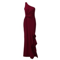 Ležerne haljine za žene čvrste večernje haljine okrugli izrez srednje dužine kratki rukav Red M