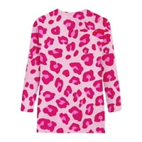 Majice za žene-slatki modni vrhovi pulover Leisure Tops Dugi rukav za posadu vrat Tops Hot Pink