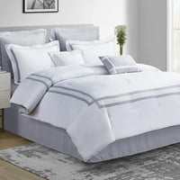 Bijeli komfor s kraljicom veličine 8-komada Kell Conforter posteljina sa odgovarajućim krevetom jastuk na jastuku ukrasni jastuci Moderni sutovi za sve sezone