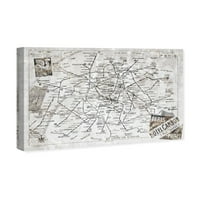 Mape avenije piste i zastave zidna umjetnička platna otisci 'mapa metroa Pariza Rustikalna' mape Evropskih