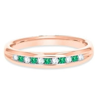 Zaručni prsten 0. Carat okrugli rez prirodni dijamant i simulirani smaragd u 18K ružom pozlaćenog venčanja,