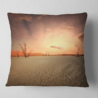 Designart Namib Desert Beautiful Cracked Land - afrički pejzažni štampani jastuk za bacanje - 16x16