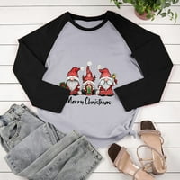 Košulje s dugim rukavima za ženska božićna majica Merry i jarko košulja Ispis Tree Thir grafički grafički
