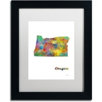 Zaštitni znak Likovna umjetnost mapa države Oklahoma - 1 Umjetnost platna Marlene Watson, bijeli mat,