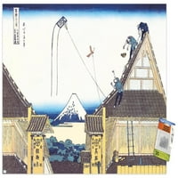 Kite koji leti iz krova Katushika Hokusai Zidni poster sa pushpinsom, 22.375 34