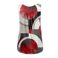 Ženski modni Casual vrhovi štampani rukavi bez rukava pulover majice crveni 2XL