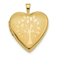 Primal Gold Karat žuto zlato drvo srce medaljon na kablu uže lanac