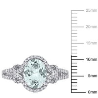 Miabella ženski 1-CT akvamarin i dijamant 10kt zaručnički prsten sa podijeljenom drškom od bijelog zlata