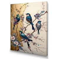 PROIZVODNJE MULTICOLOR Ptice na cvijetu šljive Drvo II Canvas Wall Art
