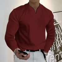 Havajska Košulja Za Muškarce Proljeće Proljeće I Zima Casual V Izrez Čvrsti Dugi Rukav Majica Gornja Bluza