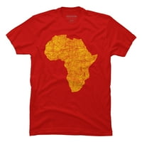 Afrički kontinent - zlatne muške tirkizno plave grafičke majice - dizajn Humans XL