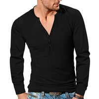 Muški Casual Henley Shirts Retro Dugi Rukav Tee T-Shirt Pulover Top Bluza