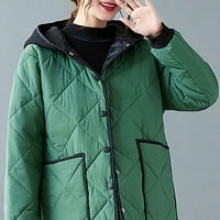 Guvpev ženska jesenska i zimska duga rukava sa kapuljačom srednje dužine labava lagana pamučna jakna-zelena