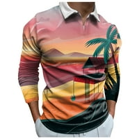 Iopqo Polo majice za muškarce muške Casual proljeće ljeto dugi rukavi s okretnim vratom majica štampana