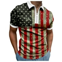 Polo majice za muškarce 4. jula Dan nezavisnosti muški ljetni Casual Print Patentni zatvarač okrenite