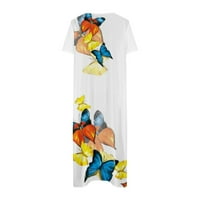 Ljetne haljine za žene kratke rukave za štampu cvjetnog uzorka haljina V-izrez Midi Fit i Flare Y2K modni
