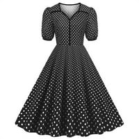 Ljetne haljine za žene kratke rukave Printing Polka Dot Dress V-izrez Midi Fit And Flare Y2K Fashion Retro