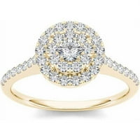 Carat TW Diamond 10kt zaručnički prsten od žutog zlata sa dvostrukim oreolom