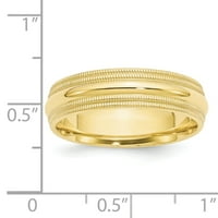 Finest zlato 10k žuto zlato dvostruko milgrain Comfort Fit Band, veličina 9