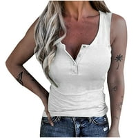 Ljetni Tank Tops za žene dugme U-izrez T-shirt Moda tanka odjeća za djevojčice udobne Casual rebraste