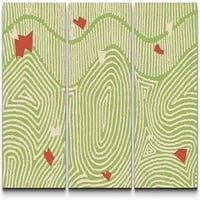 PIXONSINGIGN CANVAS Print Wall Art Set Geometric Zelene spirale i crvene pahuljice Sažetak oblika ilustracije