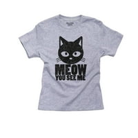 Meow Now You See Me - smiješna mačka igra riječi za djevojčice pamučna Omladinska siva majica