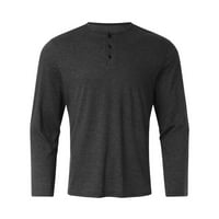 DxhmoneyH Muška Moda Henley Shirts Dugi Rukav Athletic T-Shirt Casual Lagani Regular Fit Osnovne Majice