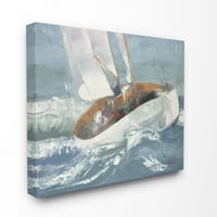 Stupell Industries jedriličarske morske padine okeana plava smeđa plaža slika na platnu zidna Umjetnost
