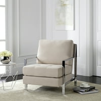 Walden Moderna tufted akcentna stolica, svijetlo sivi baršun