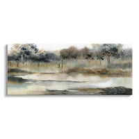 Stupell Industries Trees by Lakeside Landscape painting Gallery Wrapped Canvas Print Wall Art, dizajn