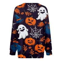 Strungten ženski okrugli vrat vrhovi pamuk Halloween Print Dugi rukav o-izrez pulover Top bluza dressy