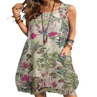 Paille Dame Floral Print Casual Sandress Loose Beach kratke mini haljine Crew Crt Summer Tory haljina