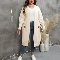 Žene Cardigans Dressing Ležerne prilike sa srednje dužine Pleteni džemper Dizajn srca dvostruka džepna