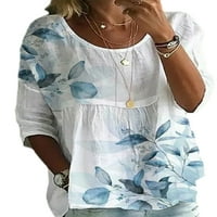 Luxplum žene ljetni vrhovi posada vrat T-shirt rukav T Shirt Meki pulover rad Tee bijelo plavo L